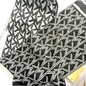 Michael Kors New Black Silver Metallic Monogram Logo Knit Scarf 90 Y2K fairy